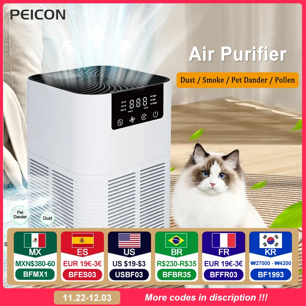 Air Purifier Portable Desktop Air Freshener For Home Allergies and Pets Hair, Smokers in Bedroom HEPA Filter Air Cleaner