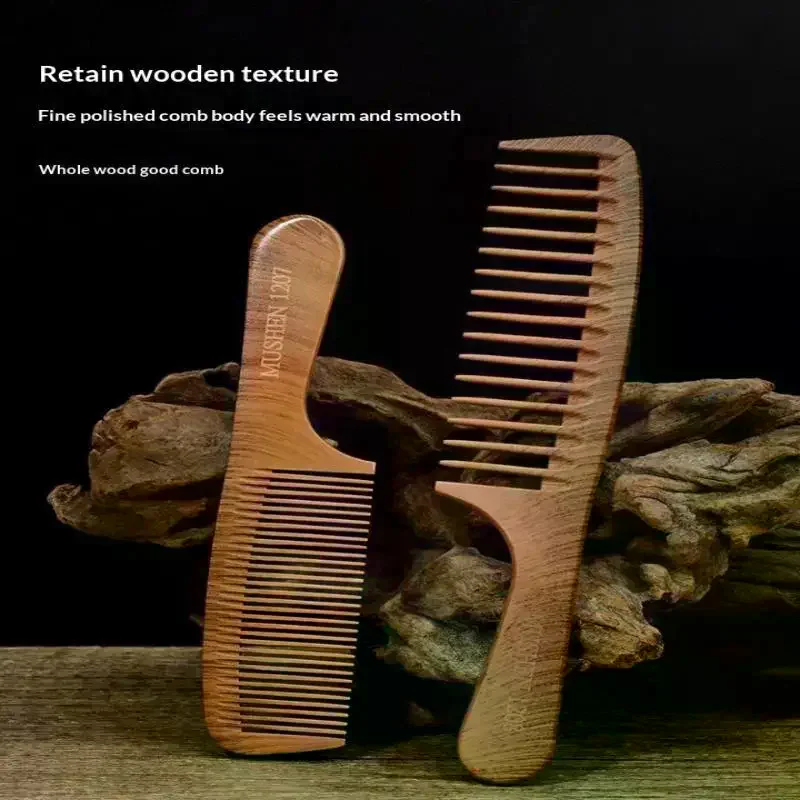 Natural Pear Blossom Comb Smooth Scalp Massage Anti Tangling Bamboo Wood Static Hair Brush Salon Tool