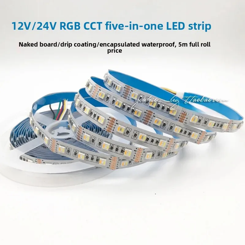 bande-lumineuse-led-smd-etanche-a-haute-luminosite-sept-couleurs-double-temperature-cinq-en-un-rgbcw-barre-de-lumiere-douce-24v-pour-sac