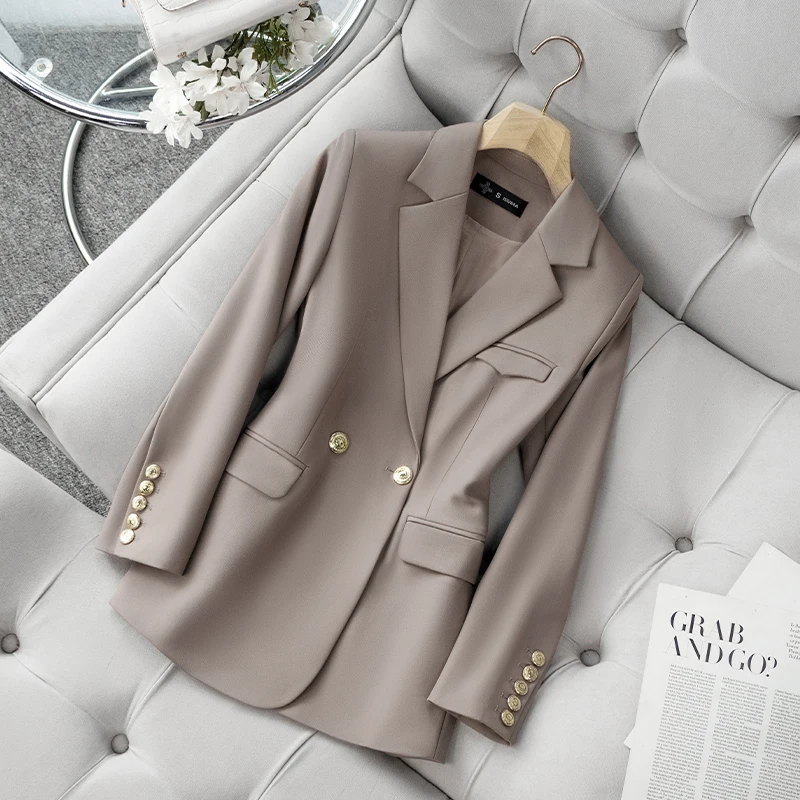 ZJYT 여성용 우아한 한국 스타일 오피스 블레이저, 2024 가을 패션, 긴팔 재킷 코트, 여성 겉옷 조끼