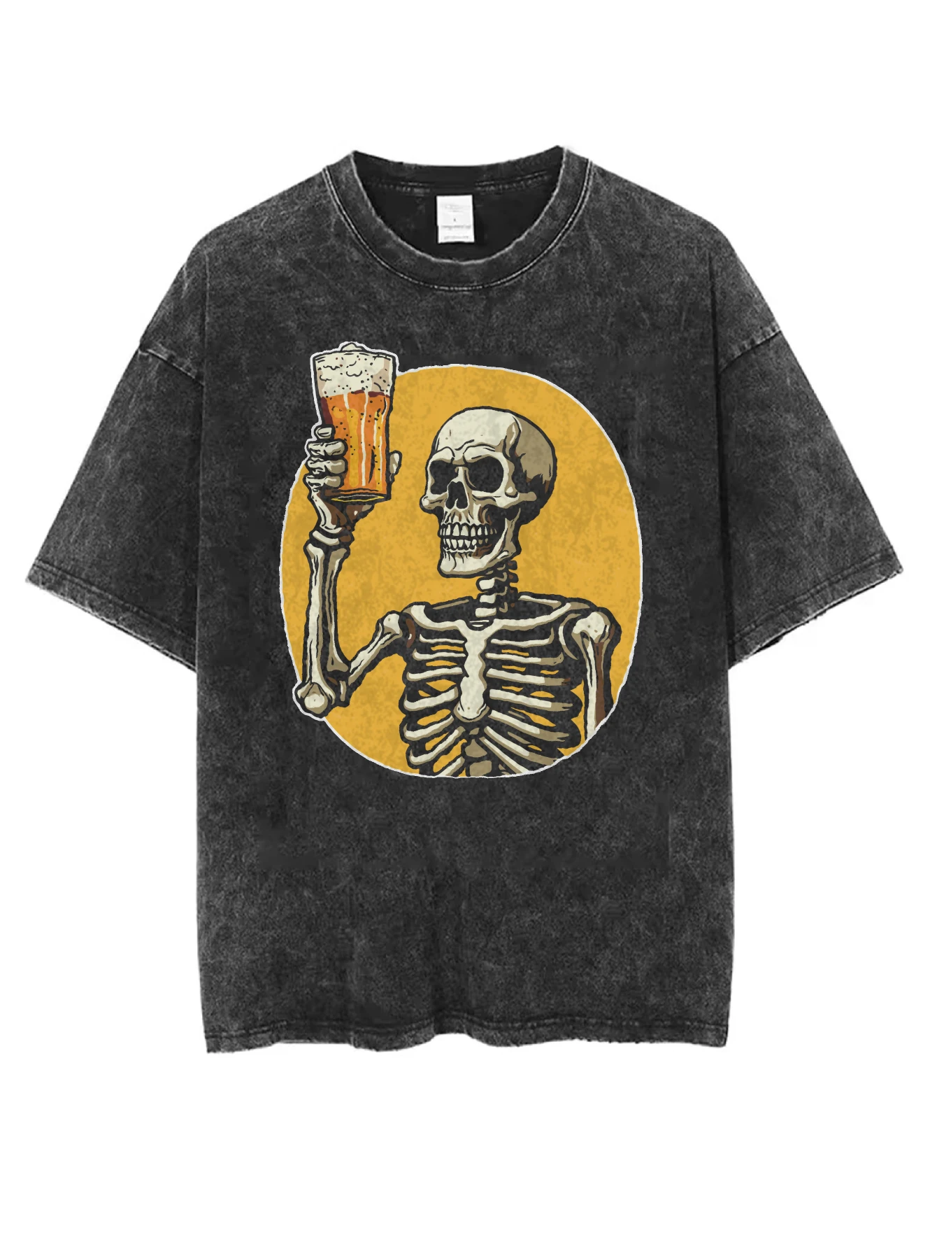 تي شيرت أسود مطبوع عليه الهالوين برقبة دائرية مغسول، ملابس شتوية مريحة وفضفاضة مناسبة للرجال والنساء، ملابس كاجوال الأكثر مبيعًا