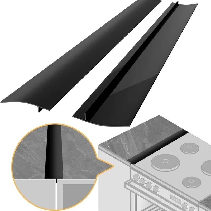 Silicone Stove Gap Cover 2Pcs Set 53.5cm x 5.5cm T-Shaped Counter Oven Gap Filler Stovetop Sealing Strip Spill Guard Kitchen Pro