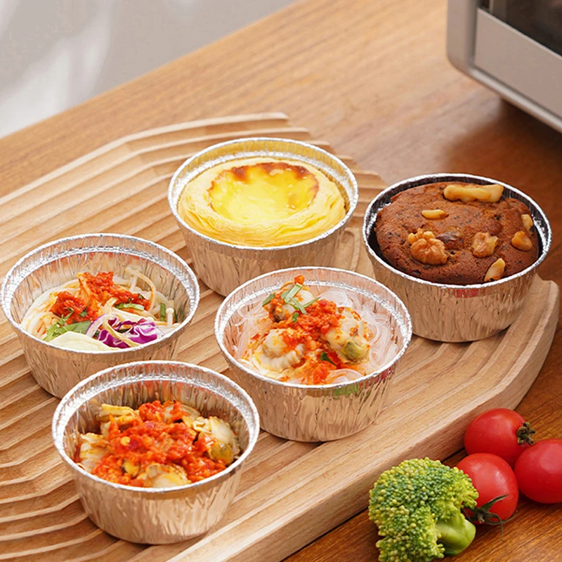 20Pcs Air Fryer Aluminum Foil Cake Cups Microwave Foil Tin Steamer Mats Aluminum Foil BBQ Food Tray Container Baking Molds