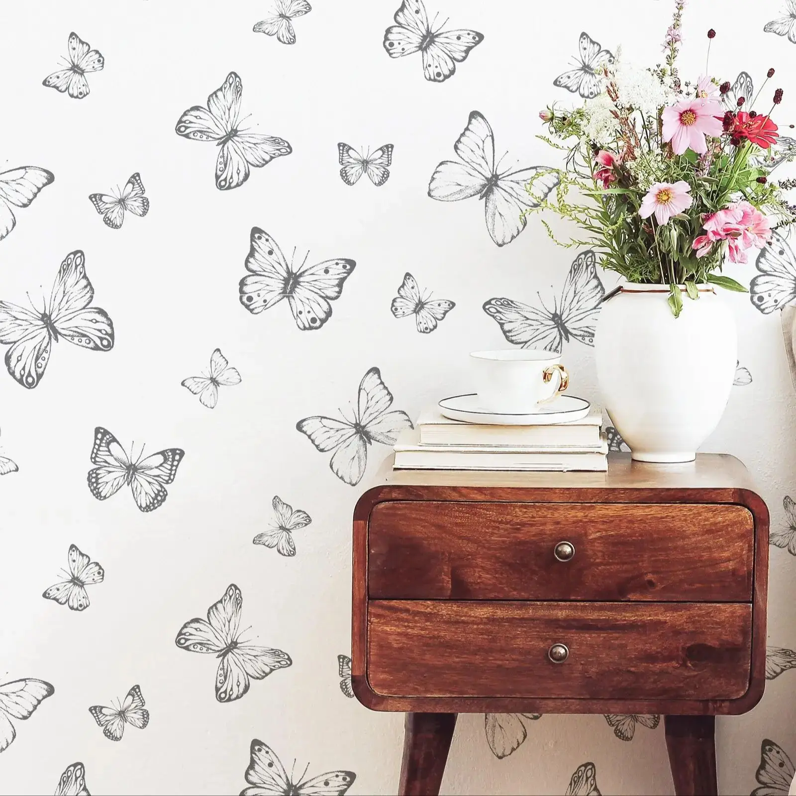 

Ручные нарисованные обои с бабочками, съемные обои с экстематологическими бабочками для помещений, самоклеящиеся / распакованные