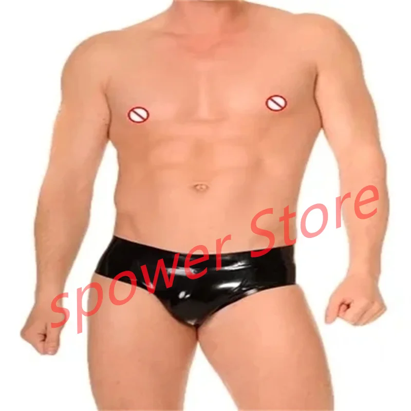 

Latex Briefs Sexy Fetish Rubber Shorts Thong Lingerie Black Underwear Handmade Cosplay Costume for Men