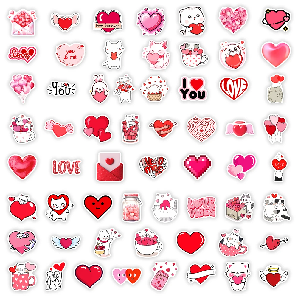 Red Heart Love Stickers Valentine\'s Day DIY Gift Toys for Scrapbook Diary Journals Laptop Luggage Bottles Decorative Waterproof