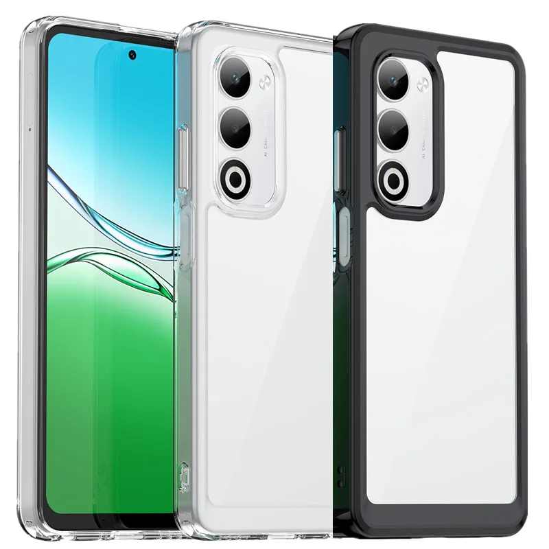 Przezroczyste, kolorowe etui na telefon TPU do OPPO A5 5G 2025, ochronne etui z ramką, Fundas Coque Capa