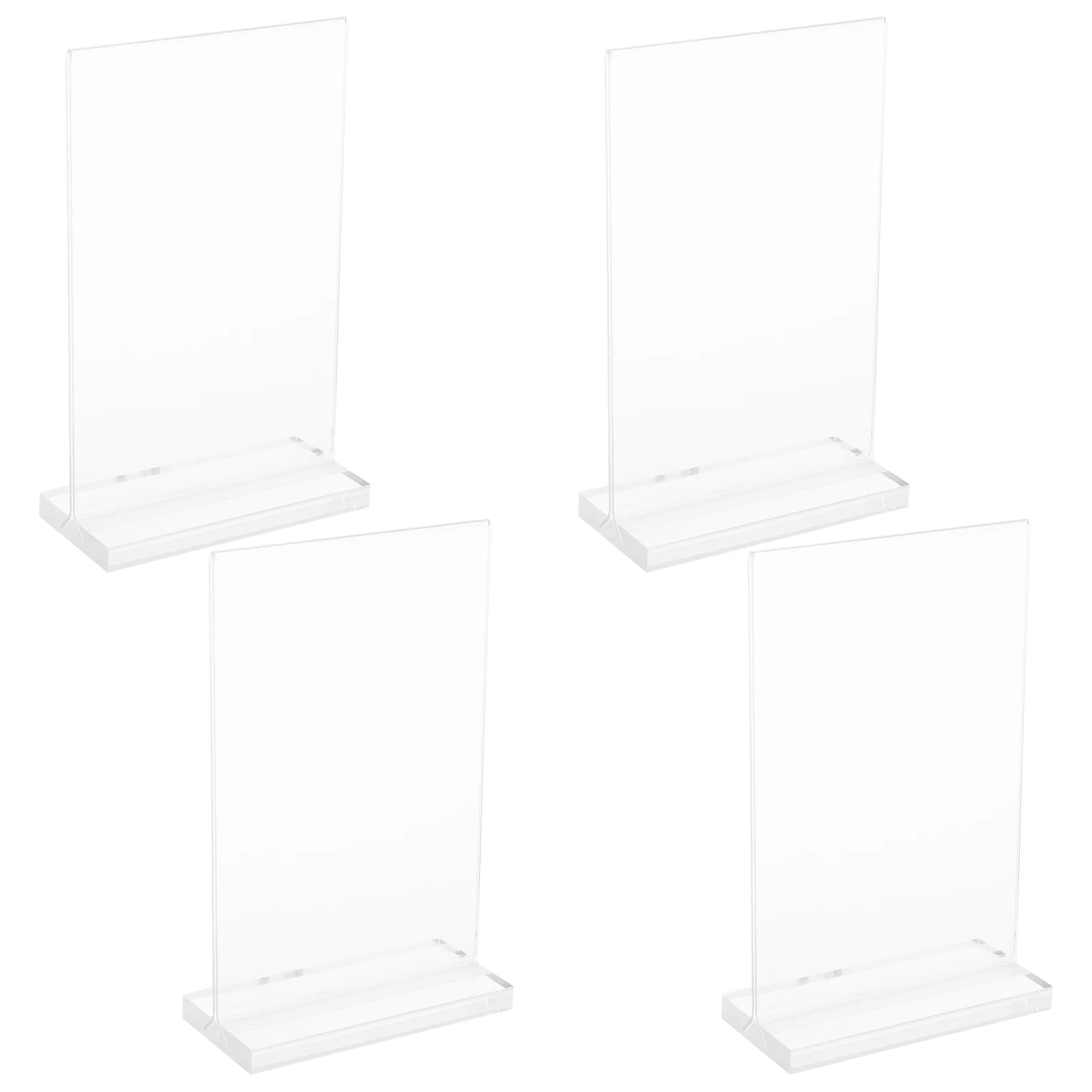 

4pcs Transparent Acrylic Poster Board Display Stand 15x10cm Table Top Menu Price Tag Holder Document Brochure Signage