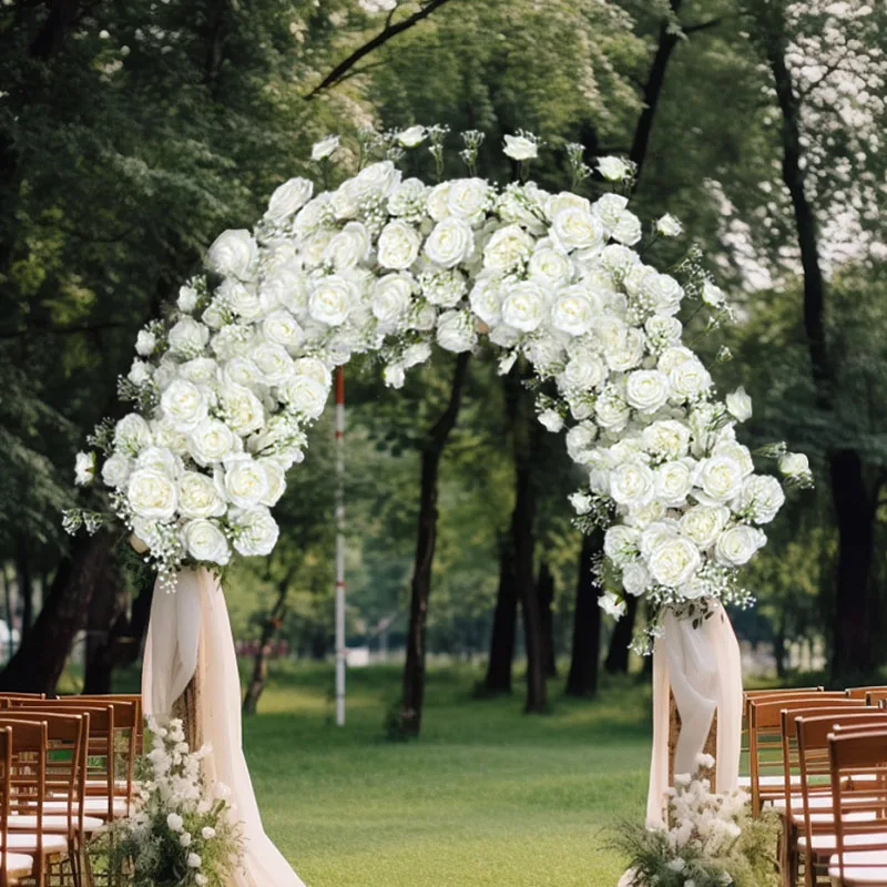 100cm Luxury White Artificial Flowers Wedding Decoration Table Long Flower Row Floral Backdrop Arrangement Wall Arch Decor