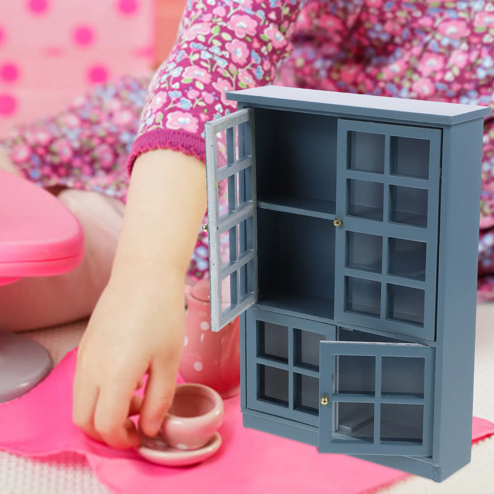 

Miniature Wooden Cabinet for Dollhouse Kitchen Bedroom Decor Natural Wood Mini House Furniture Stylish Realistic Detail Display