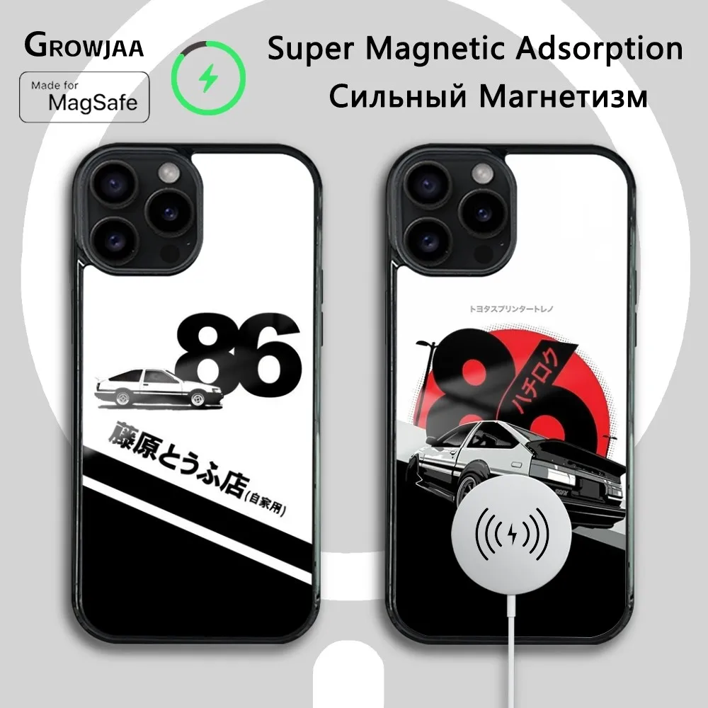 Japan I-Initial-D-86 Car Phone Case For iPhone 16 15 14 13 12 11 Pro Max Plus Mini Magsafe Mirror Wireless Magnetic Cover