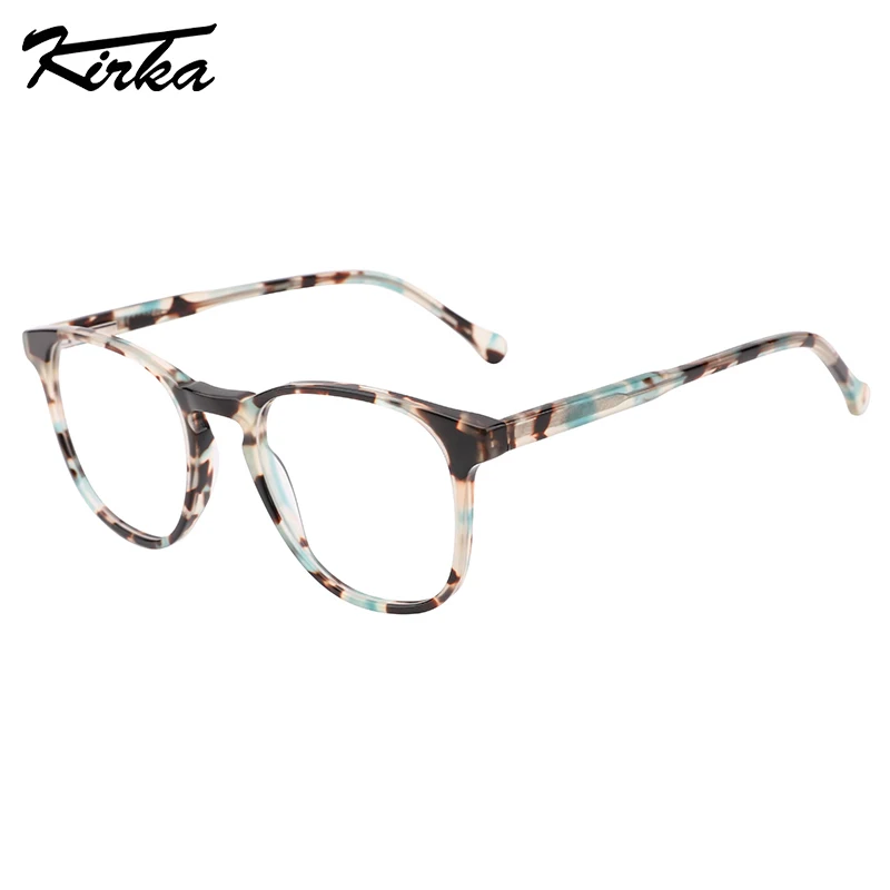 

Kirka Unisex Eyewear Acetate Tortoise Square Glasses Frame Optical Prescription Glasses Crystal Temple 4 Colors WD1422