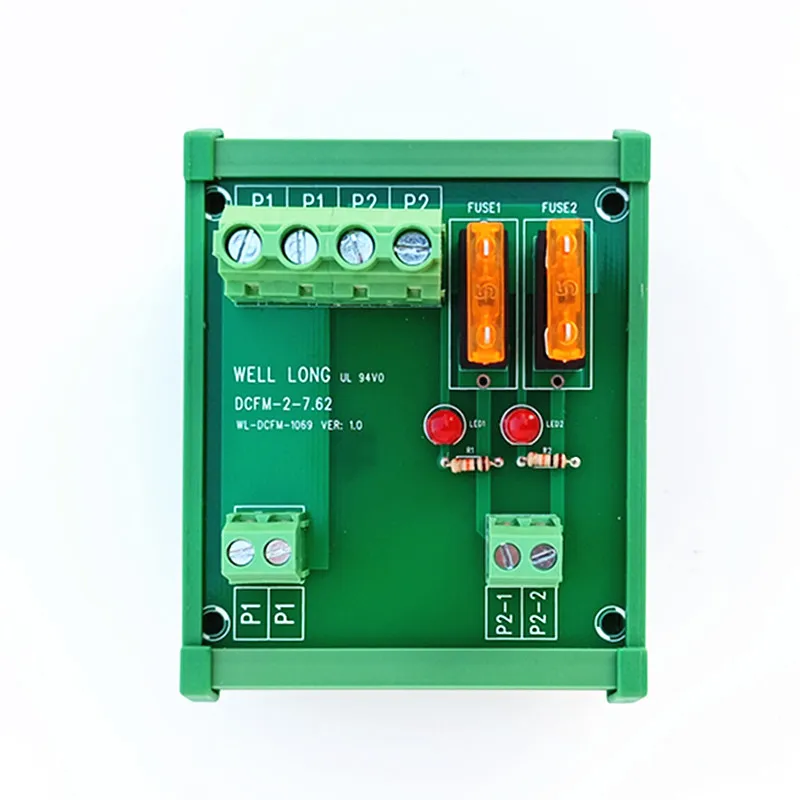 DIN Rail Mount 2 Position Fuse Power Distribution  Module Board,For AC/DC 5~32V.