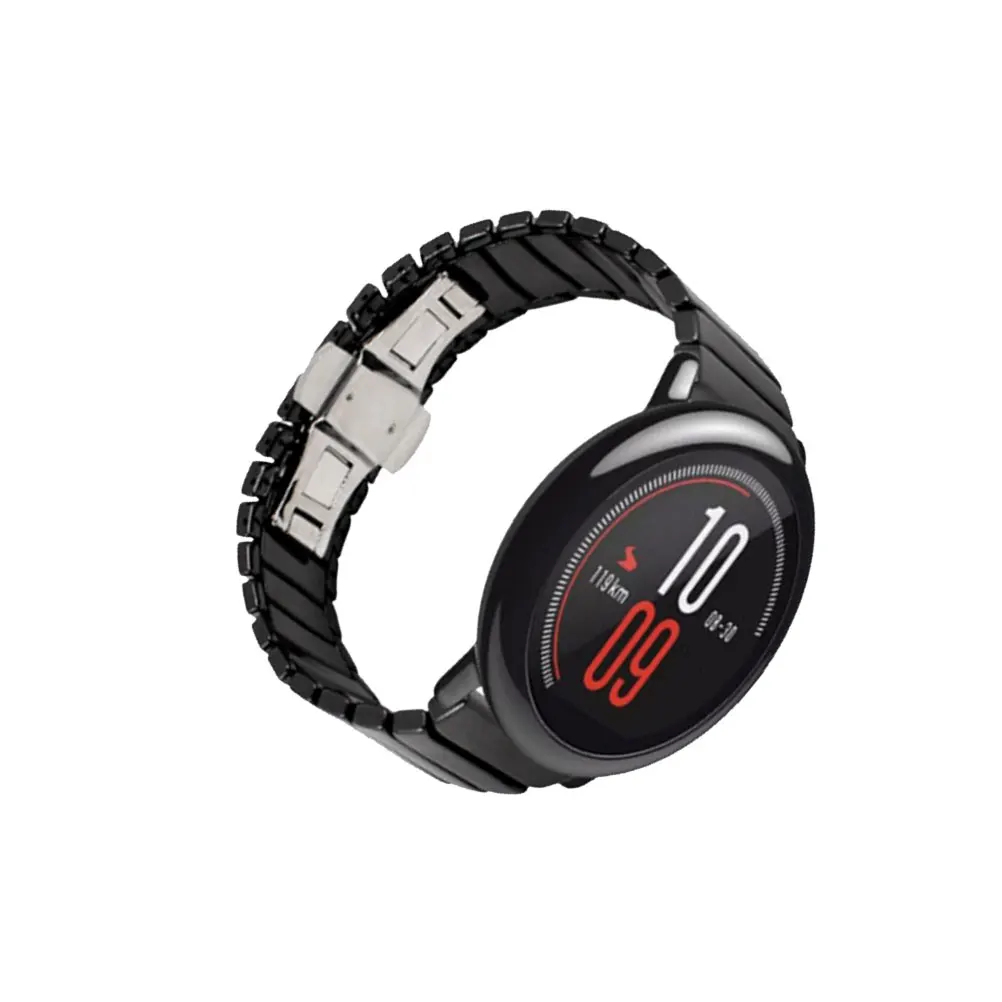 22mm Ceramic Metal Replacement Band Fashion Butterfly Buckle No Allergy Durable Long Use Stylish Watch Band for Men