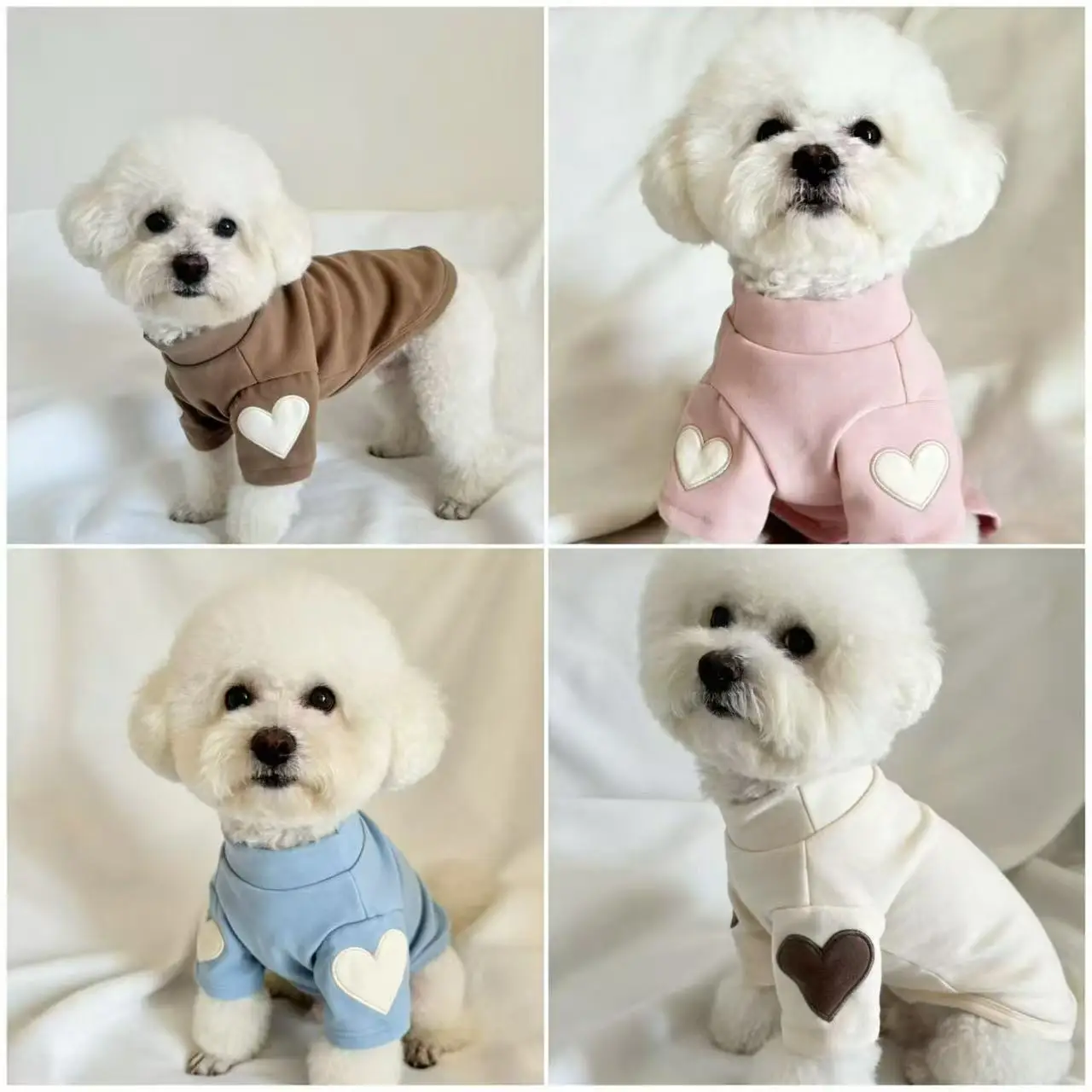 Heart Symbol Warm Pet Dog Clothes Base Shirt Cute Love Bear Teddy Yorkshire Hoodie Cat Pet Warm Clothes Designer Puppy Clothing