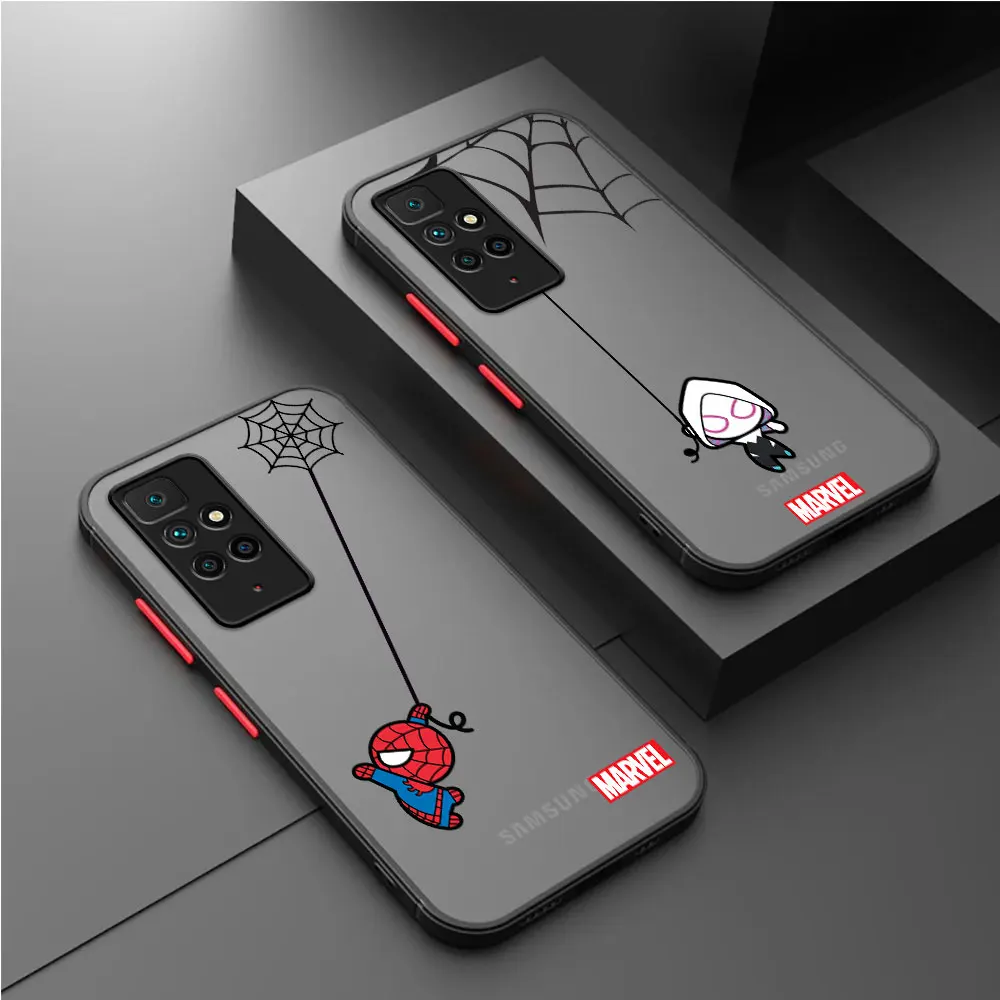 Case For Xiaomi Redmi Note 11 13 Pro Plus 10 12 9S 12S 12C 9 K40 10C A1 Plus 8T 13C Matte TPU Phone Cover Spiderman Marvel Cute