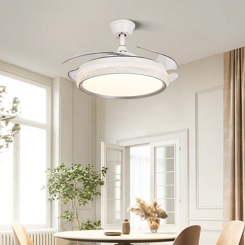 Household living room light luxury fan light, frequency conversion bedroom