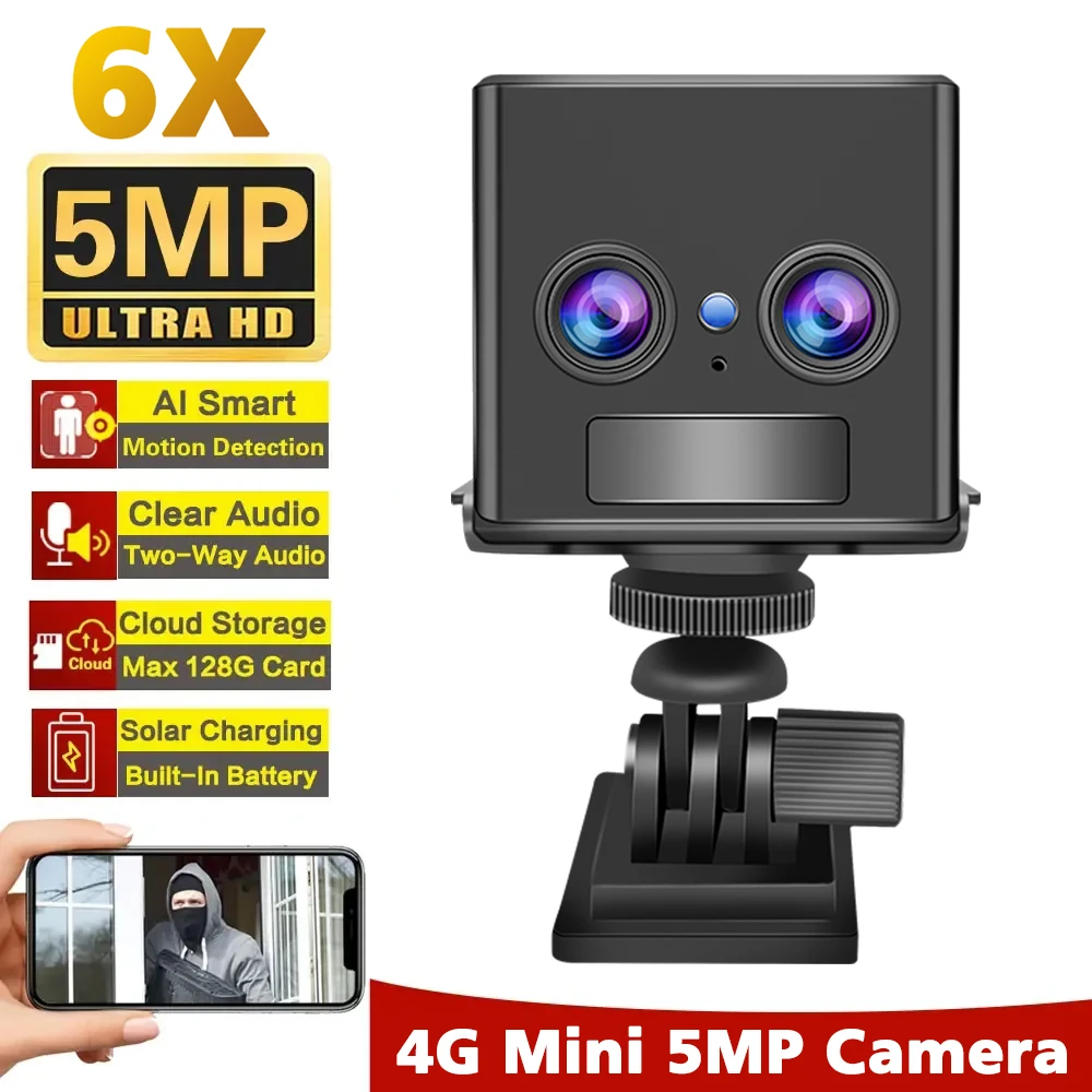 HD 4G SIM Card Mini Camera 2MP 3000mAh Battery Camera PIR Human Detection Small Security Surveillance Camera