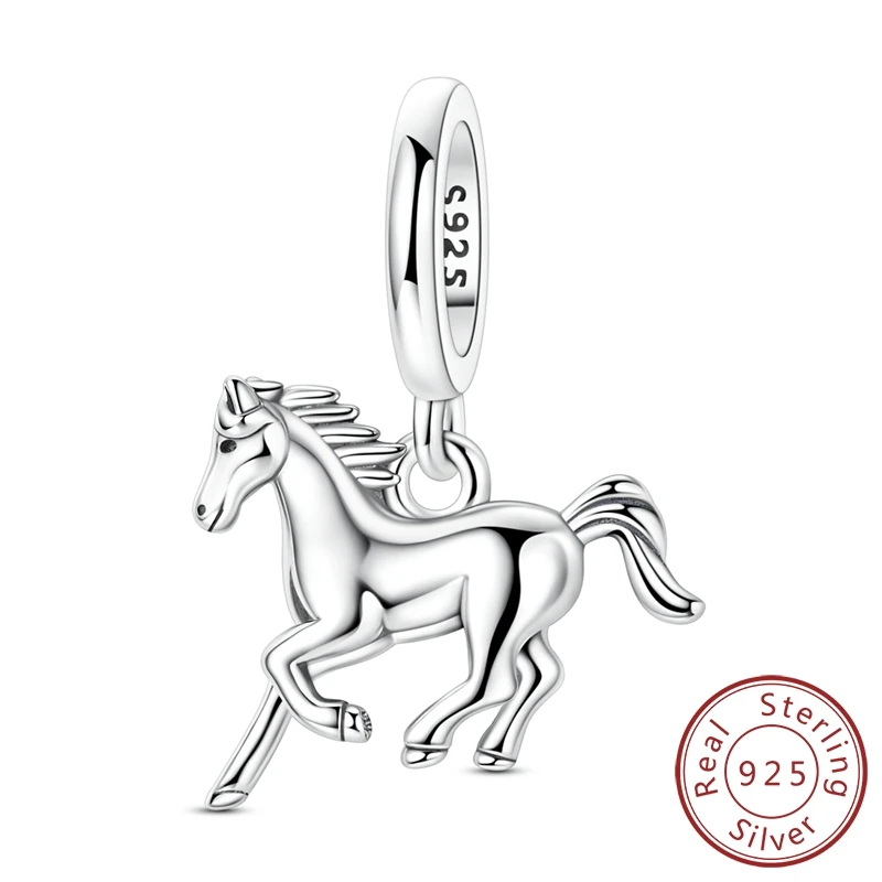 

Лидер продаж, подвески из бисера, стерлинговое серебро 925 пробы, галстущий пони, висячий кулон, подходит для браслета, ожерелья, ювелирные изделия своими руками