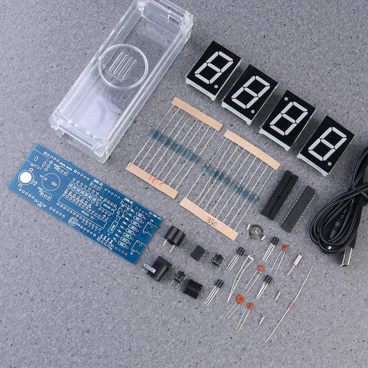 

1set 1Set Digital Clock Kit Premium Scm Led Clock For Diy Single Chip Microcomputer Waterproof White Pcs