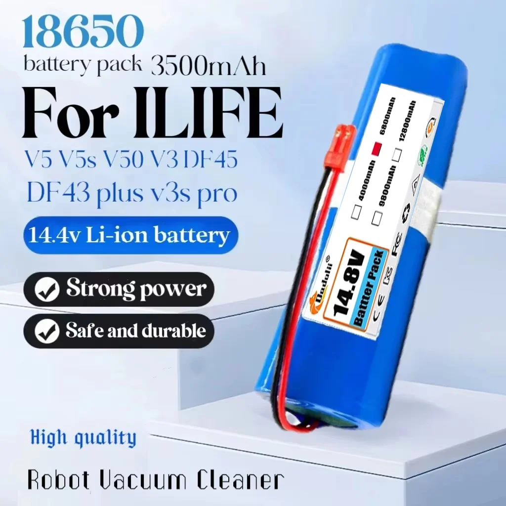 Original Li-lion Battery for ILIFE V3s Pro, V5s Pro, V8s, V8 Plus，V80，V80 Max，V80 Pro,V3s Max 18650 12800mAh 14.4V PX-B010