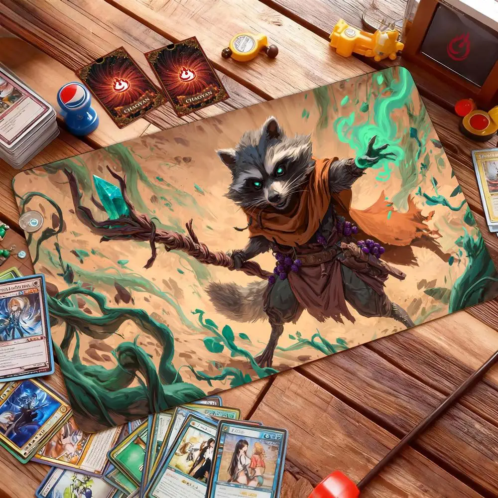Desert Raccoon Warlock Magic Card Battle Mat TCG Playmat Anti-slip Base 35X60CM Gathering Gaming Mats Board Game Mat for TCG