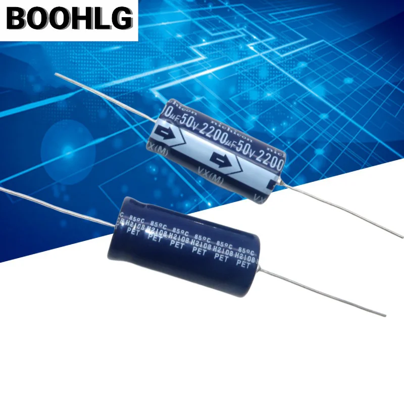 Imagem -02 - Nichicon-capacitor Eletrolítico Axial vx 50v 2200uf 18x40 mm Blue Shell Novo Genuíno Pcs