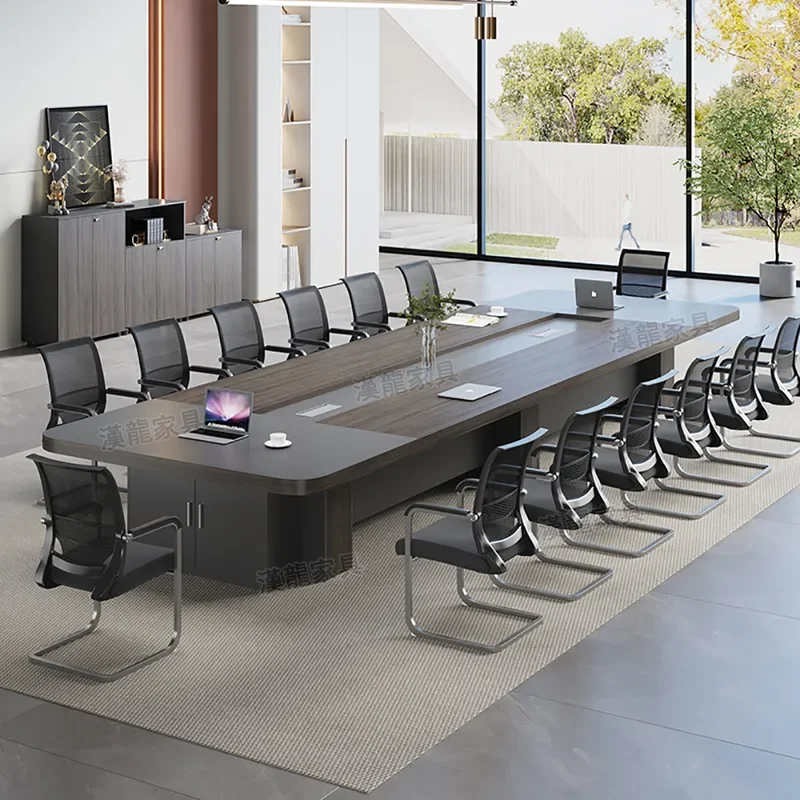for Hanlong Furniture Premium Conference Table Long Simple Modern Large Desk Office Negotiation Table and Chair Set