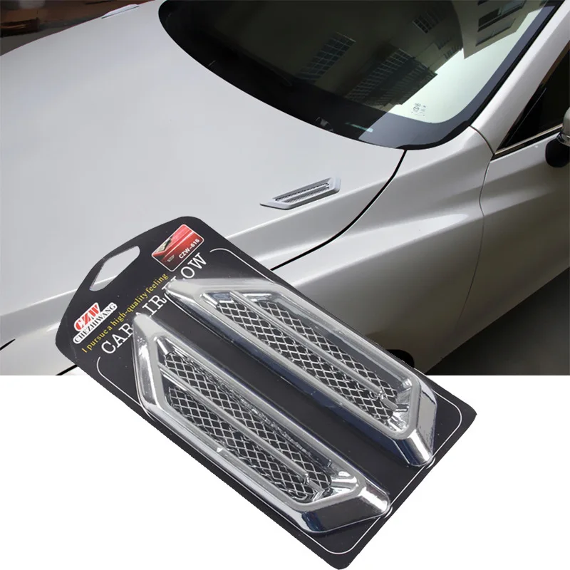 

3D Universal Car Hood Scoop Carbon Fiber Air Intake Vent Cover 2PCS Styling Accessories Exterior Decoration for Easy Install