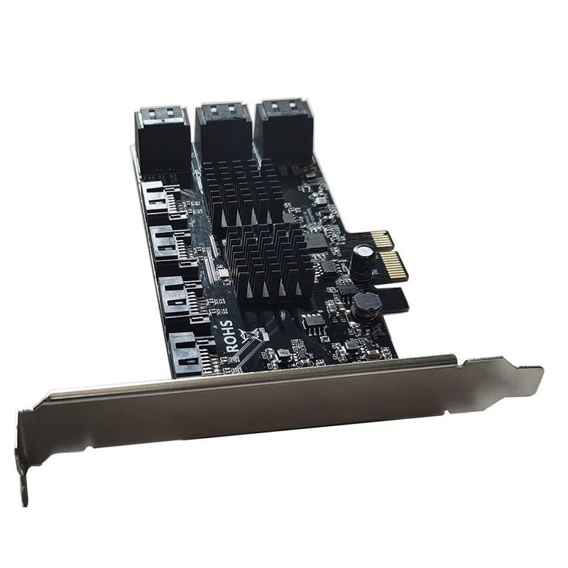 NEW-PCI-E kartu ekspansi SATA PCI-E 1X ke 10-Port SATA3.0 kartu ekspansi 6Gbps kartu penambangan PCIE-SATA Desktop