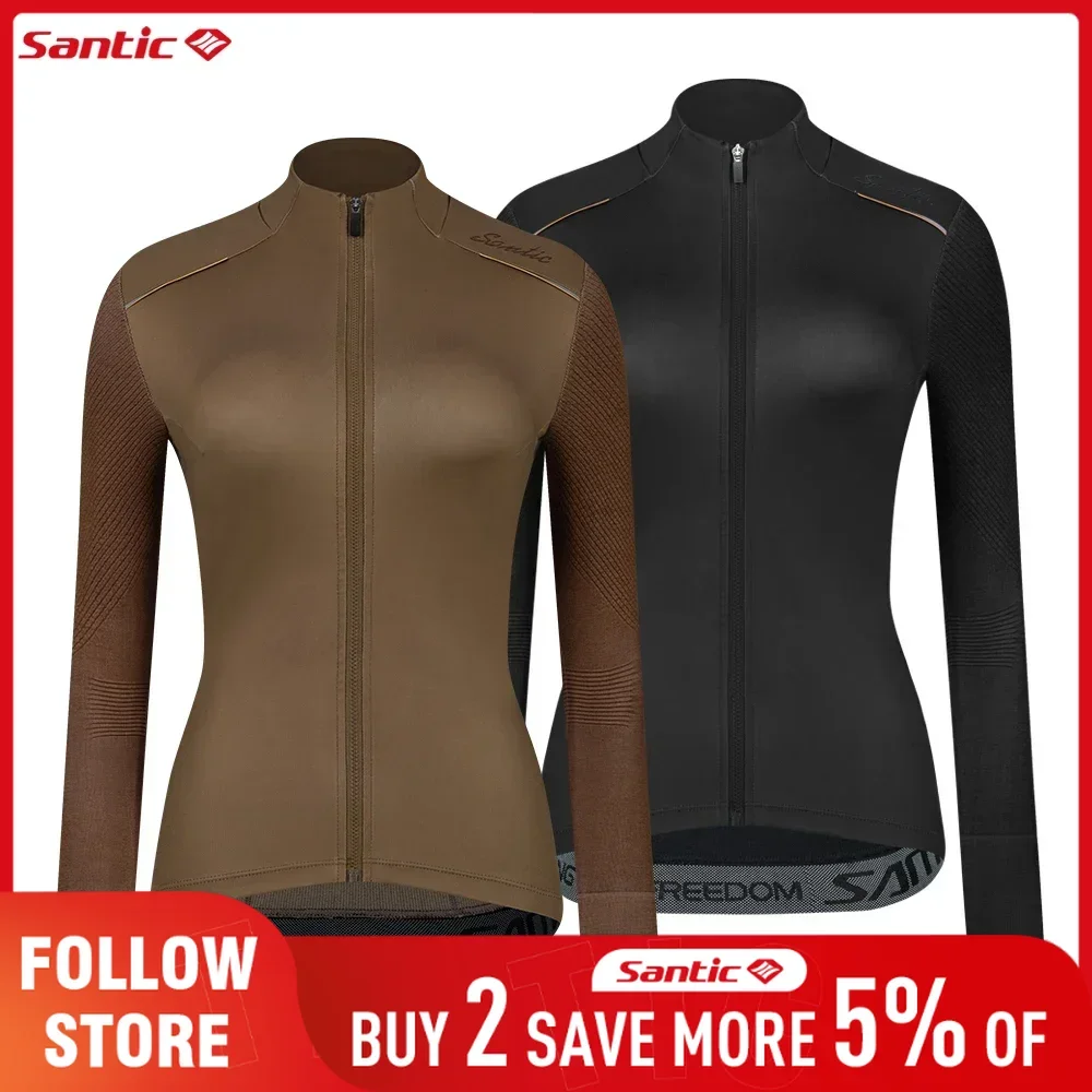Santic Women's Cycling Windbreaker Spring Autumn Windproof Long Sleeved Bicycle Jacket Outdoor MTB/Road Riding Biker Jersey Tops