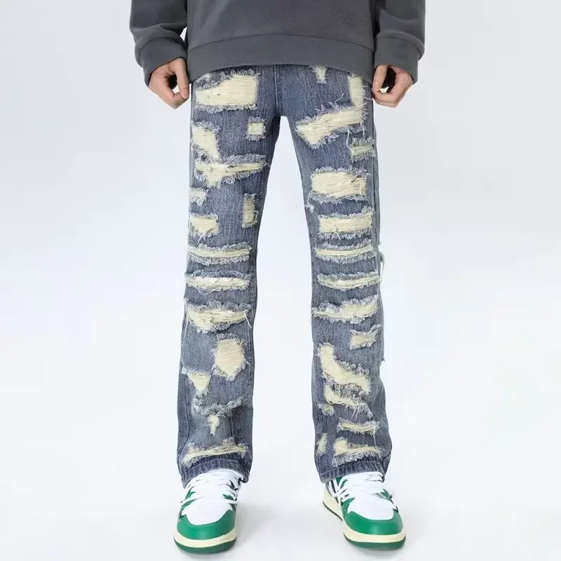 

20234Ropa Grunge Y2K Streetwear Baggy Stacked Ripped Jeans Pants Men Clothing Straight Women Hip Hop Denim Trousers Moda Hombre