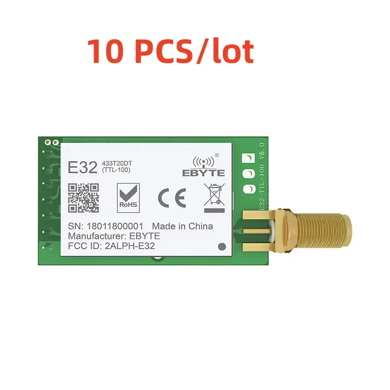 10PCS LoRa 433MHz Wireless RF Module Iot Transceiver CDSENET E32-433T20D UART Long Range 20dbm 3Km Low Power Air Wake Up