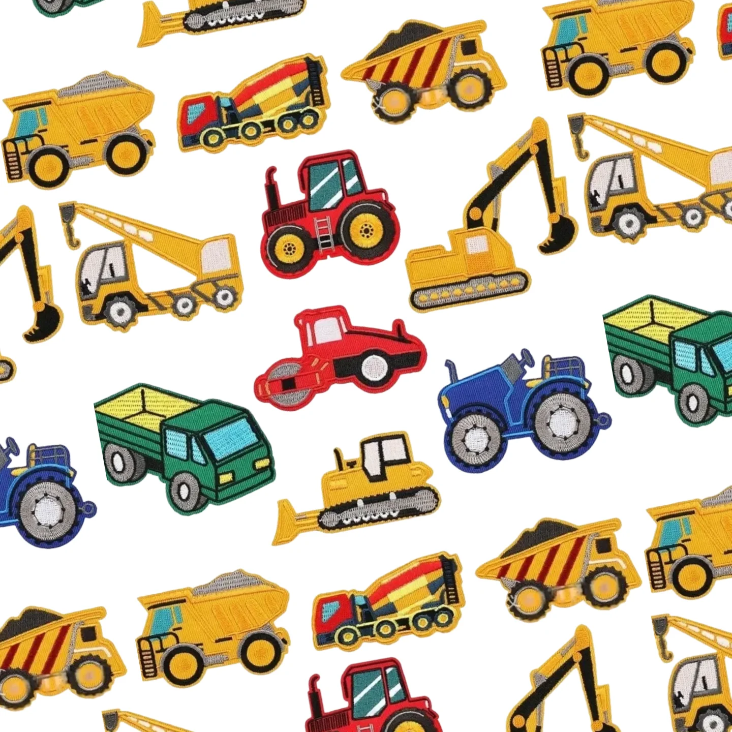 

Cartoon Excavator Iron on Patches Tractor Embroidery Patch Truck for Clothes Children's Parches Appliques Embroidery Supplies