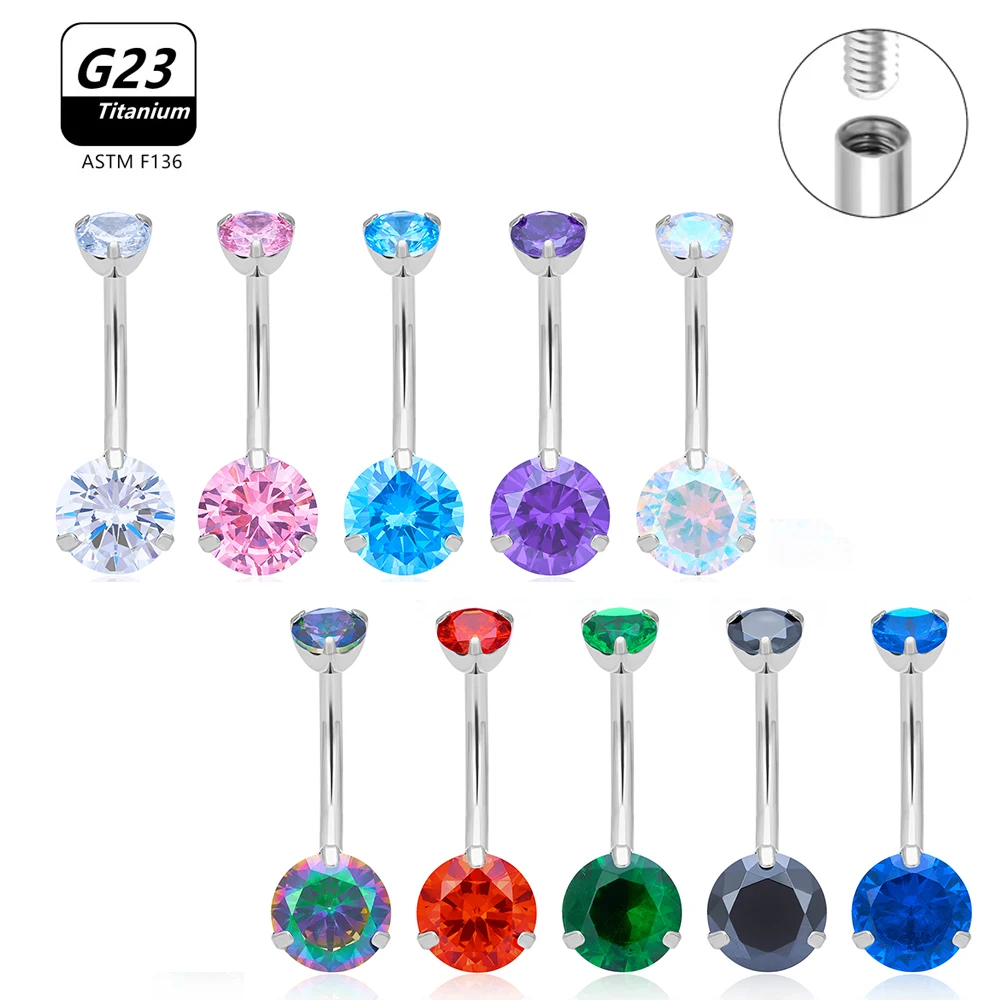 

G23 Titanium ASTM F136 Piercing Belly Button Zircons Navel Piercing Ring Body Jewelry Super Pretty Belly Button Ring For Women