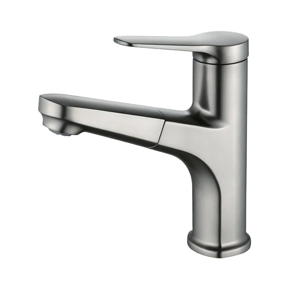 Pull-Out Kitchen Faucet Brushed Finish 60-80cm Extension Copper Material Compatible with Single or Double Sink