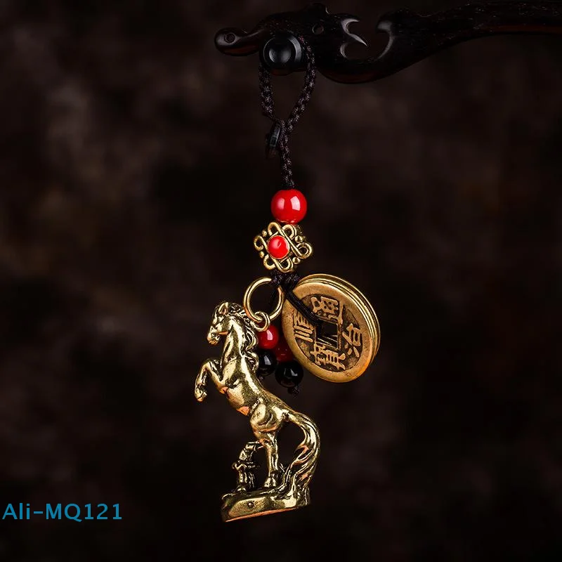 【م】2026 سنة الصينية زودياك الحصان محظوظ قلادة المفاتيح النحاس فنغ شوي الثروة حلقة رئيسية النساء الرجال حقيبة حلية مجوهرات هدية #1