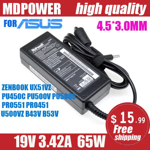 

For ASUS 19V 3.42A 65W 4.5*3.0mm laptop AC adapter charger PU450C PU500V PU500C PRO551 PRO451 ZENBOOK UX51VZ U500VZ B43V B53V