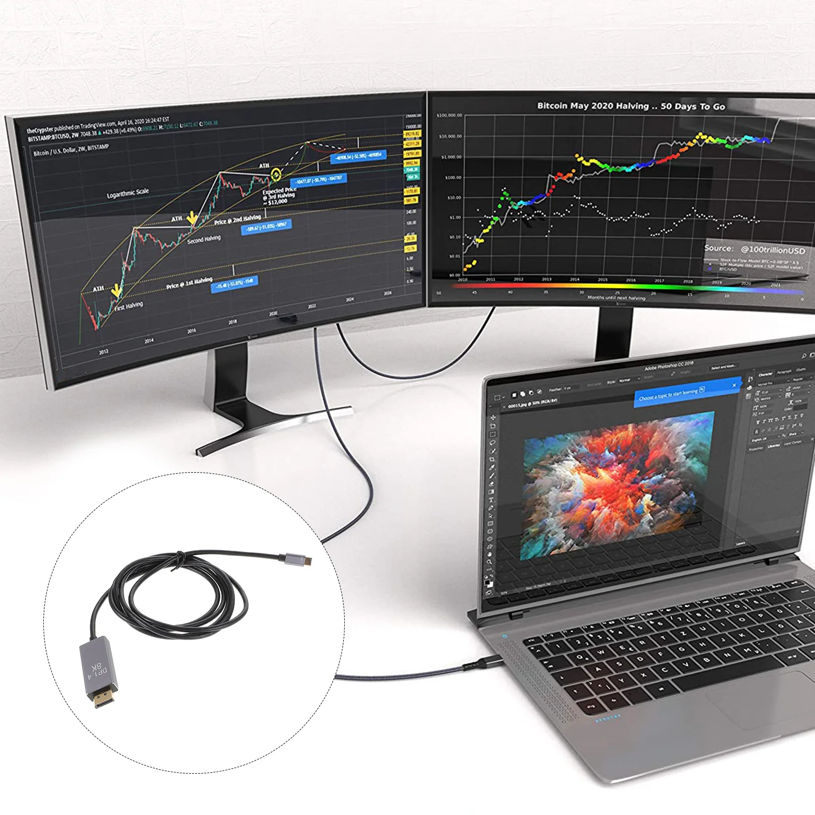 

USB C to Displayport Cable 6 Inch USB-C to 1.4 High Durability Adapter Monitor 4K 60Hz Video Cable Video Adapter