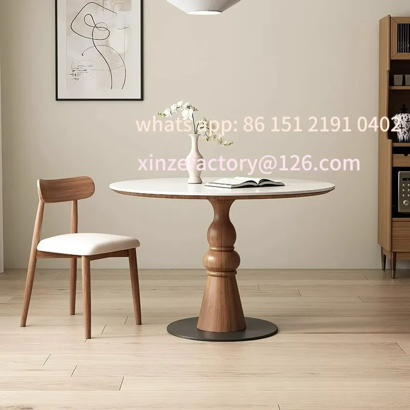 Customizable French medieval solid wood round dining table