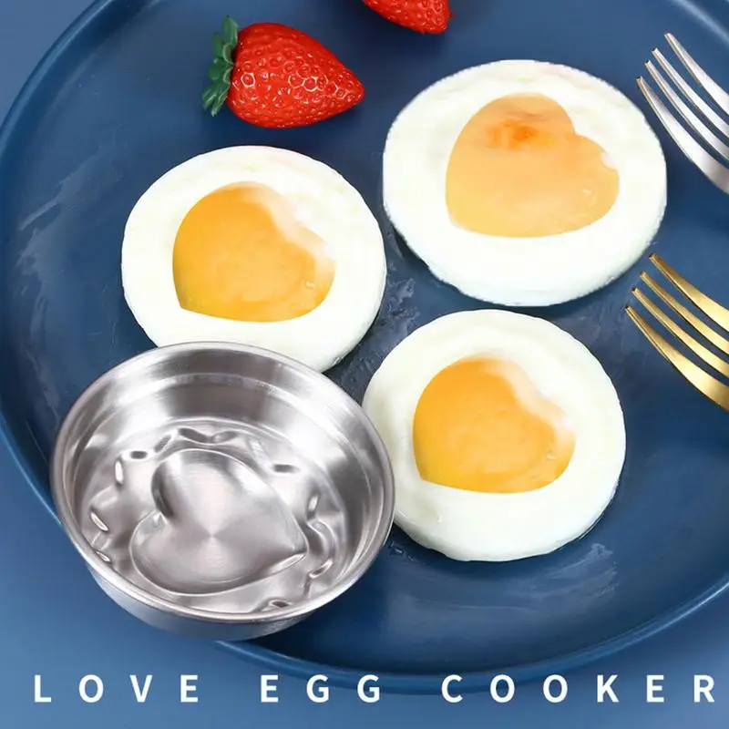 

Stainless Steel Fried Egg Shaper Nonstick Omelette Pancake Maker Fried Egg Mold with Brush Egg Cooker Kitchen Tool Accessories