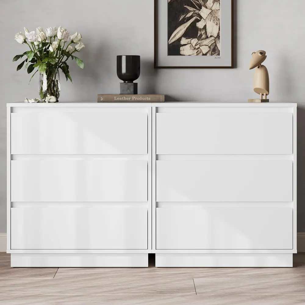 

White Nightstand Set of 2, 23.6 Night Stand with 3 Drawers Storage, Large Bedside Table, End Table for Bedroom, Closet