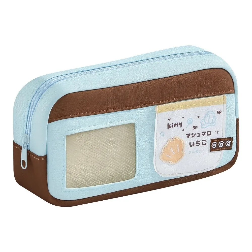 Portable Sweet Pastel Color Pencil Case with Clear Photo Window Large Capacity Pen Bag Stationery Pouch Gift