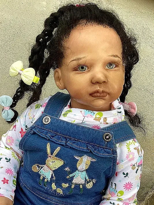 FBBD Customized Limited Supply 28inch Reborn Baby Lily Dark Skin Already Finished Doll with different dress