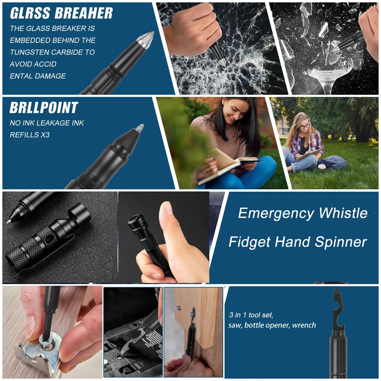 Tragbare Multi-Funktion Selbstverteidigung Taktische Stift Pfeife Schraubendreher Opener Fenster Breaker Outdoor Survival Lustige EDC Werkzeug Geschenk