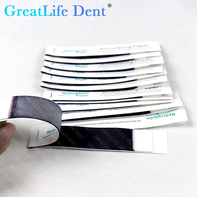 GreatLife Dent 5 صناديق شرائط ورق مفصلية للأسنان أزرق/أحمر ورق لدغة مزدوج الجانب 100 ميكرومتر مستهلكات ورقية محبة للماء