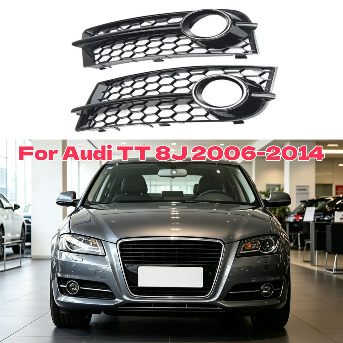 

Pair Car Honeycomb Fog Lamp Frame Grille Cover For Audi TT 8J 2006-2014 Front Bumper Fog Light Lamp Racing Grill Cover