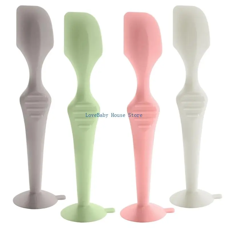 

BX0D Silicone Scraper Ointment Applicator Baby Diaper Cream Spoon with Suction Base