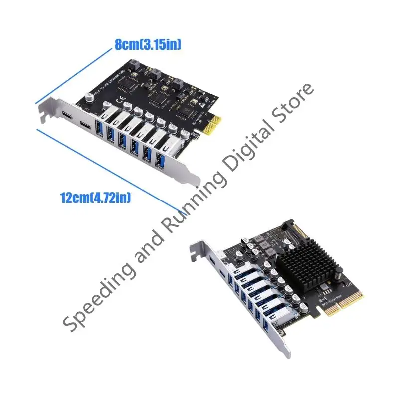 PCIe to USB3.2 Gen1 5Gbps 10Gbps expansion card PCI Express to 8-port typeC USB expansion adapter card for Win7/10/11