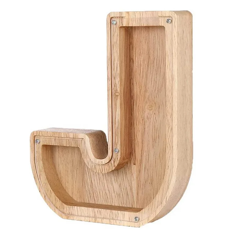 26 Letters Engels Spaarpot Houten Munt Geldbesparende Doos Jar Munten Opbergdoos Desktop Ornament Home Decor Ambachten Kerstcadeau